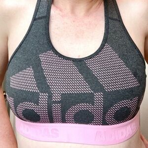NWT Pink and Grey Sports Bra Non-Padded Adidas Don’t Rest Alphaskin